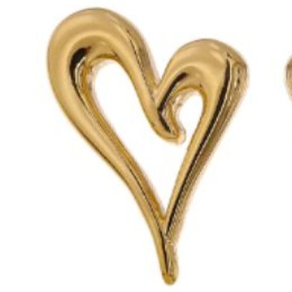 Gold OR Silver Plated Ear Posts Heart Stud Earrings - Picture 8 of 9